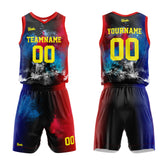 Custom Splash Red Blue Basketball Jersey Uniform Suit Printed Your Logo Name Number