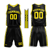 Custom Black Yellow Basketball Jersey Uniform Suit Printed Your Logo Name Number