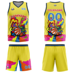 Custom Yellow Basketball Jersey Uniform Suit Printed Your Logo Name Number