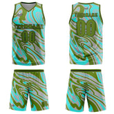 Custom Fluid Green Grey Basketball Jersey Uniform Suit Printed Your Logo Name Number