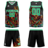 Custom Damaged Geometry Green Basketball Jersey Uniform Suit Printed Your Logo Name Number