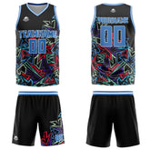 Custom Damaged Geometry Blue Basketball Jersey Uniform Suit Printed Your Logo Name Number