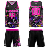 Custom Damaged Geometry Pink Basketball Jersey Uniform Suit Printed Your Logo Name Number