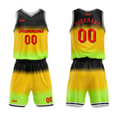Custom Gradient Yellow Basketball Jersey Uniform Suit Printed Your Logo Name Number