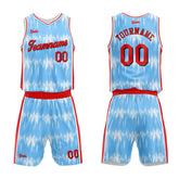 Custom Acoustic Wave Light Blue Basketball Jersey Uniform Suit Printed Your Logo Name Number
