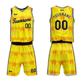 Custom Acoustic Wave Yellow Basketball Jersey Uniform Suit Printed Your Logo Name Number