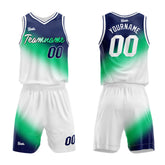 Custom Navy Green White Basketball Jersey Uniform Suit Printed Your Logo Name Number