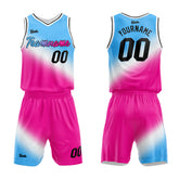 Custom Light Blue White Hot Pink Basketball Jersey Uniform Suit Printed Your Logo Name Number