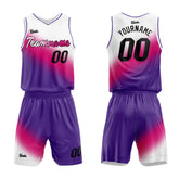 Custom White Hot Pink Purple Basketball Jersey Uniform Suit Printed Your Logo Name Number