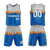 Custom Gray Blue Basketball Jersey Uniform Suit Printed Your Logo Name Number