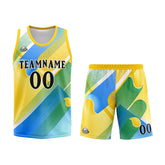 Custom Yellow Blue Basketball Jersey Uniform Suit Printed Your Logo Name Number