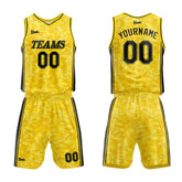 Custom Yellow Basketball Jersey Uniform Suit Printed Your Logo Name Number
