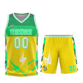 Custom Yellow Green Basketball Jersey Uniform Suit Printed Your Logo Name Number