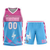 Custom Blue Pink Basketball Jersey Uniform Suit Printed Your Logo Name Number