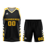Custom Black Yellow Basketball Jersey Uniform Suit Printed Your Logo Name Number