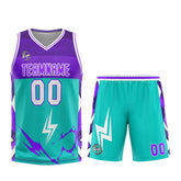 Custom Cyan Purple Basketball Jersey Uniform Suit Printed Your Logo Name Number