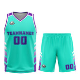 Custom Cyan Purple Basketball Jersey Uniform Suit Printed Your Logo Name Number