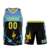 Custom Black Blue Yellow Basketball Jersey Uniform Suit Printed Your Logo Name Number