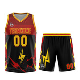 Custom Black Red Yellow Basketball Jersey Uniform Suit Printed Your Logo Name Number