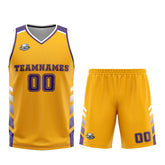 Custom Yellow Purple Basketball Jersey Uniform Suit Printed Your Logo Name Number