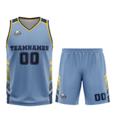 Custom Blue Yellow Basketball Jersey Uniform Suit Printed Your Logo Name Number