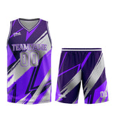 Custom Purple Grey Basketball Jersey Uniform Suit Printed Your Logo Name Number