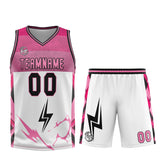 Custom White Pink Basketball Jersey Uniform Suit Printed Your Logo Name Number
