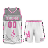 Custom White Grey Pink Basketball Jersey Uniform Suit Printed Your Logo Name Number