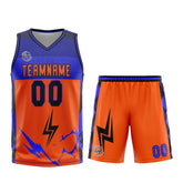 Custom Orange Blue Basketball Jersey Uniform Suit Printed Your Logo Name Number