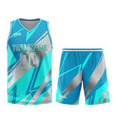 Custom Cyan Grey Basketball Jersey Uniform Suit Printed Your Logo Name Number