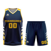 Custom Navy Yellow Basketball Jersey Uniform Suit Printed Your Logo Name Number