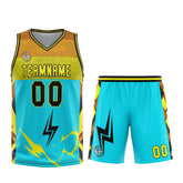 Custom Light Blue Yellow Basketball Jersey Uniform Suit Printed Your Logo Name Number