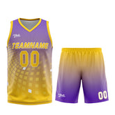 Custom Purple Yellow Basketball Jersey Uniform Suit Printed Your Logo Name Number
