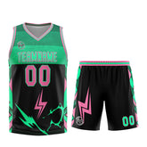 Custom Black Green Pink Basketball Jersey Uniform Suit Printed Your Logo Name Number