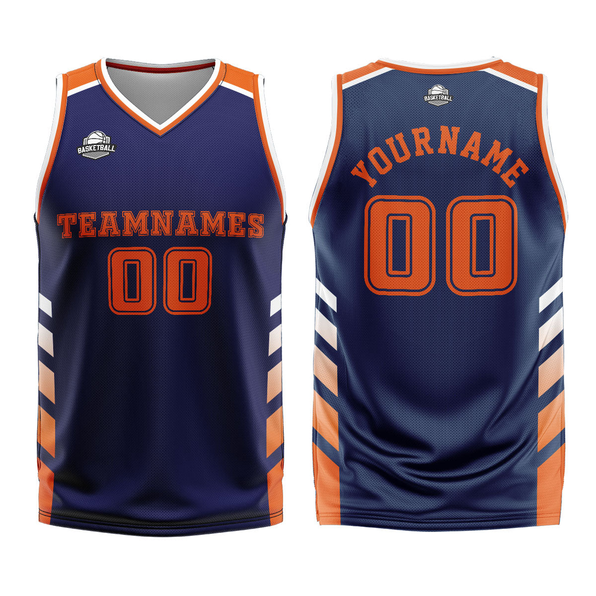 Custom Navy Orange Basketball Jersey Uniform Suit Printed Your Logo Name Number