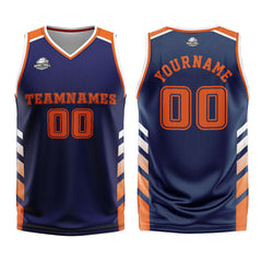 Custom Navy Orange Basketball Jersey Uniform Suit Printed Your Logo Name Number