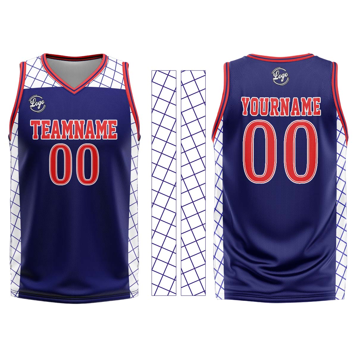Custom Navy Red Basketball Jersey Uniform Suit Printed Your Logo Name Number