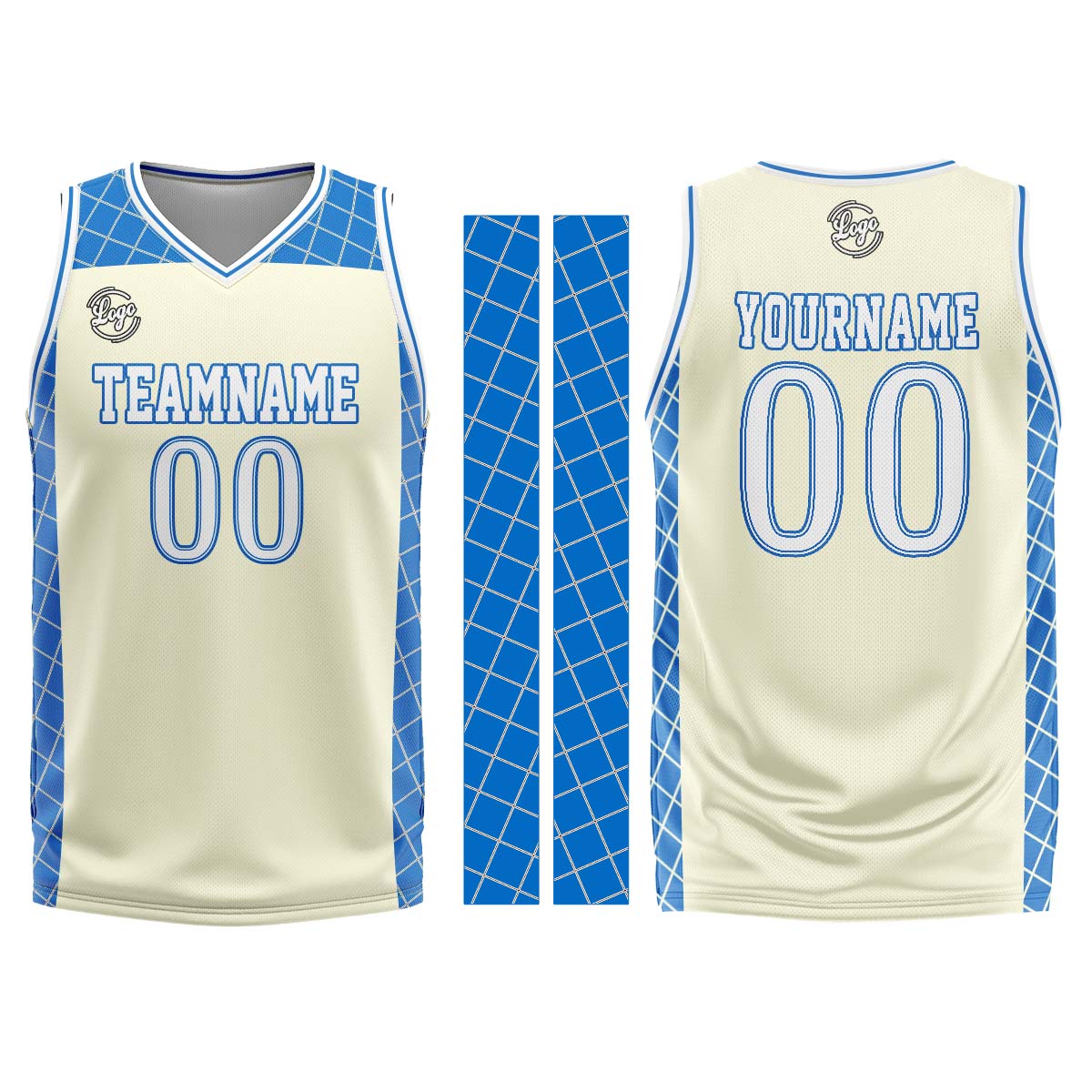 Custom Cream Blue Basketball Jersey Uniform Suit Printed Your Logo Name Number