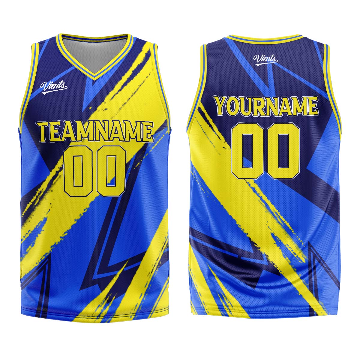 Custom Blue Yellow Basketball Jersey Uniform Suit Printed Your Logo Name Number