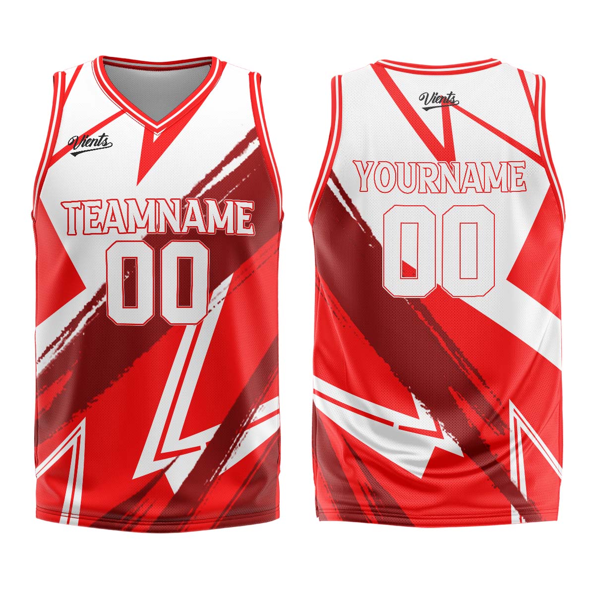 Custom Red White Basketball Jersey Uniform Suit Printed Your Logo Name Number