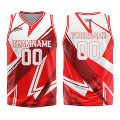 Custom Red White Basketball Jersey Uniform Suit Printed Your Logo Name Number