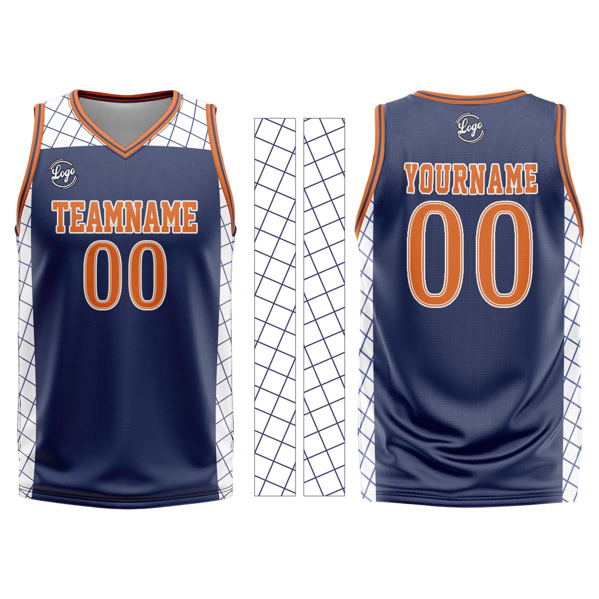 Custom Navy Orange Basketball Jersey Uniform Suit Printed Your Logo Name Number
