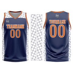 Custom Navy Orange Basketball Jersey Uniform Suit Printed Your Logo Name Number