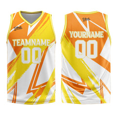 Custom Orange Yellow Basketball Jersey Uniform Suit Printed Your Logo Name Number