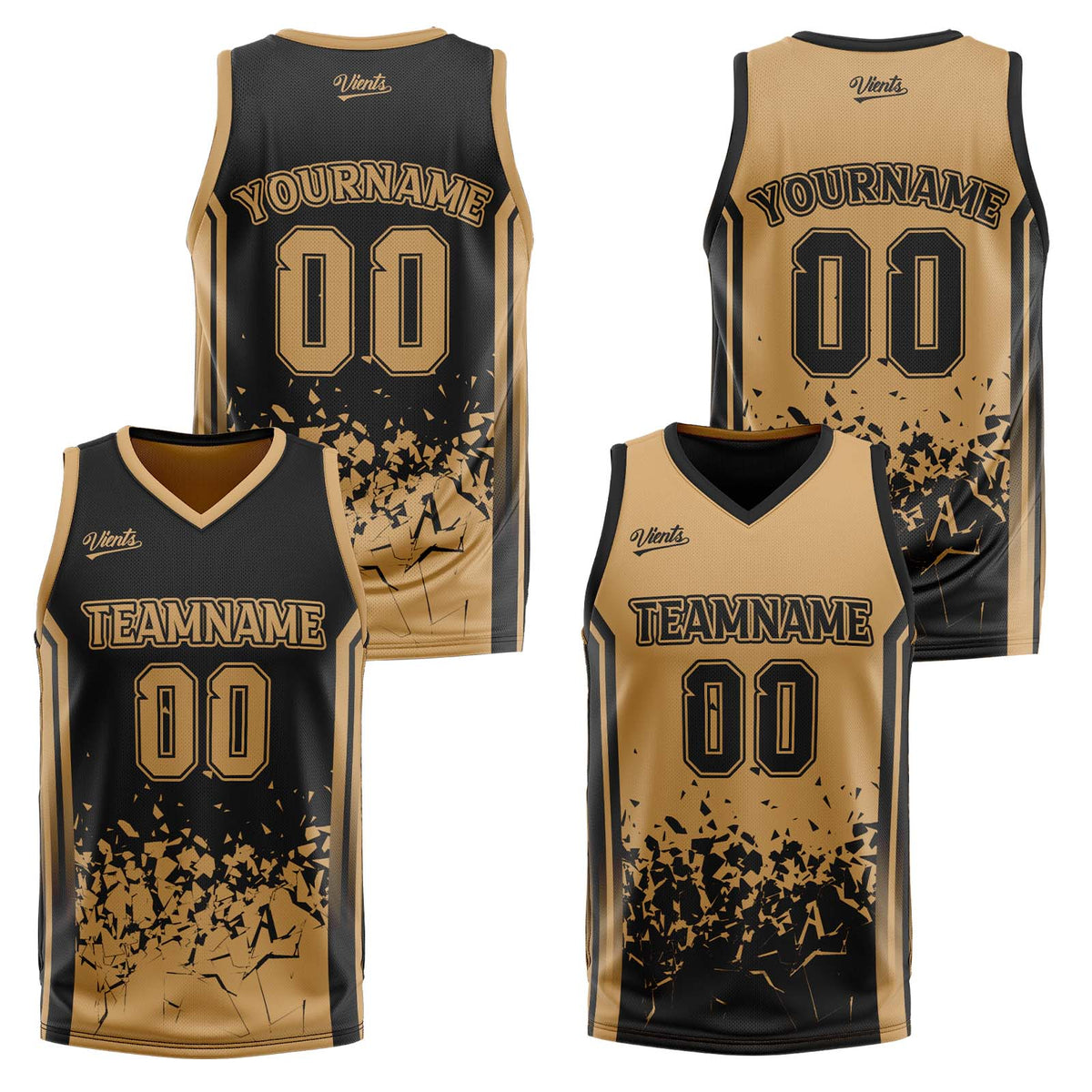Custom Brown Balck Reversible Basketball Suit for Adults and Kids Personalized Jersey