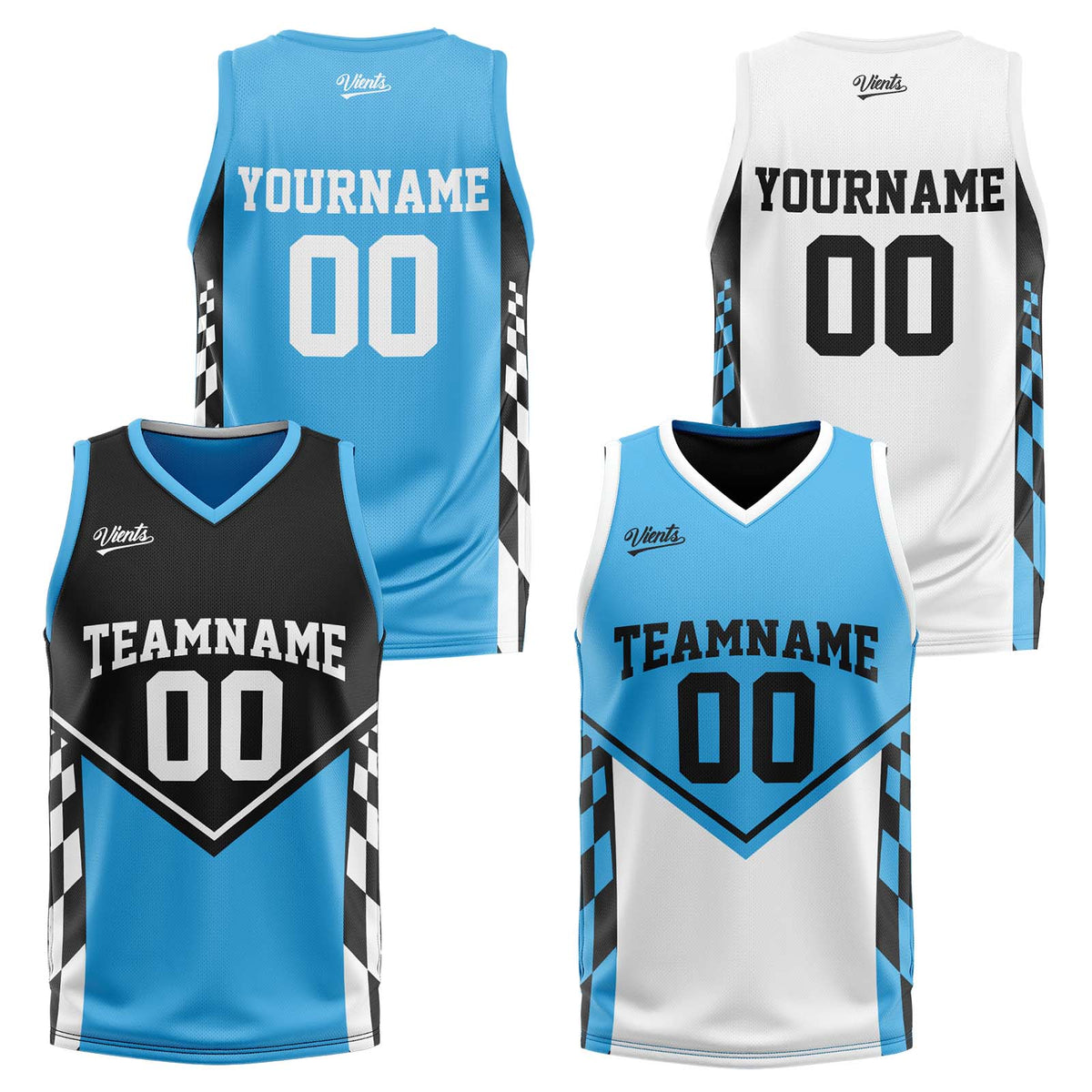 Custom Black Blue Reversible Basketball Suit for Adults and Kids Personalized Jersey