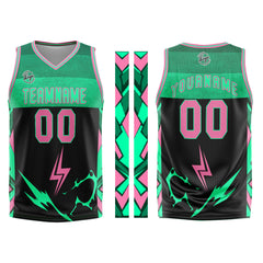 Custom Black Green Pink Basketball Jersey Uniform Suit Printed Your Logo Name Number