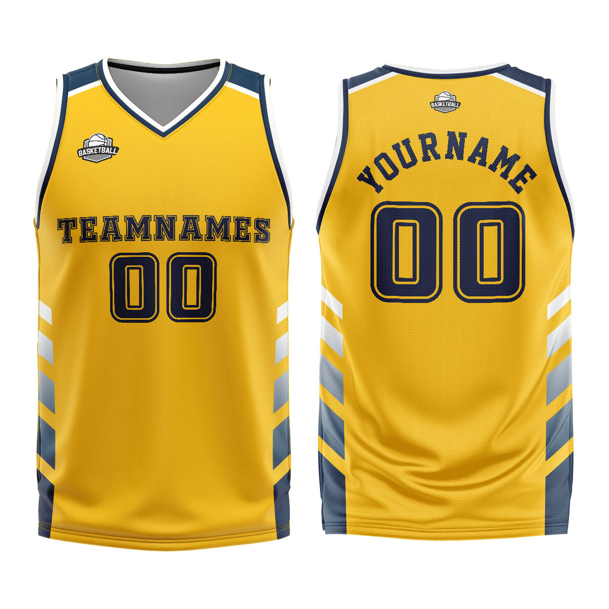 Custom Yellow Blue Basketball Jersey Uniform Suit Printed Your Logo Name Number