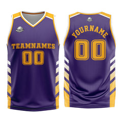 Custom Purple Yellow Basketball Jersey Uniform Suit Printed Your Logo Name Number