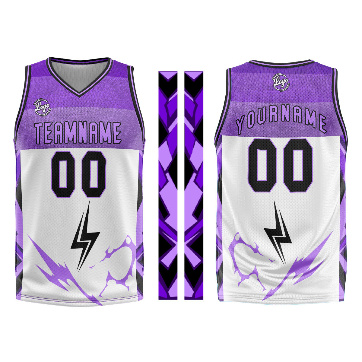 Custom White Purple Basketball Jersey Uniform Suit Printed Your Logo Name Number